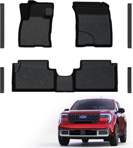Mabett Floor Mats with Door Sill Protectors for Ford Maverick Hybrid Accessories 2026 2025 2024 2023 2022, All-Weather TPE Liner Mat Custom Fit Maverick Hybrid Model(NOT fit Gasoline)