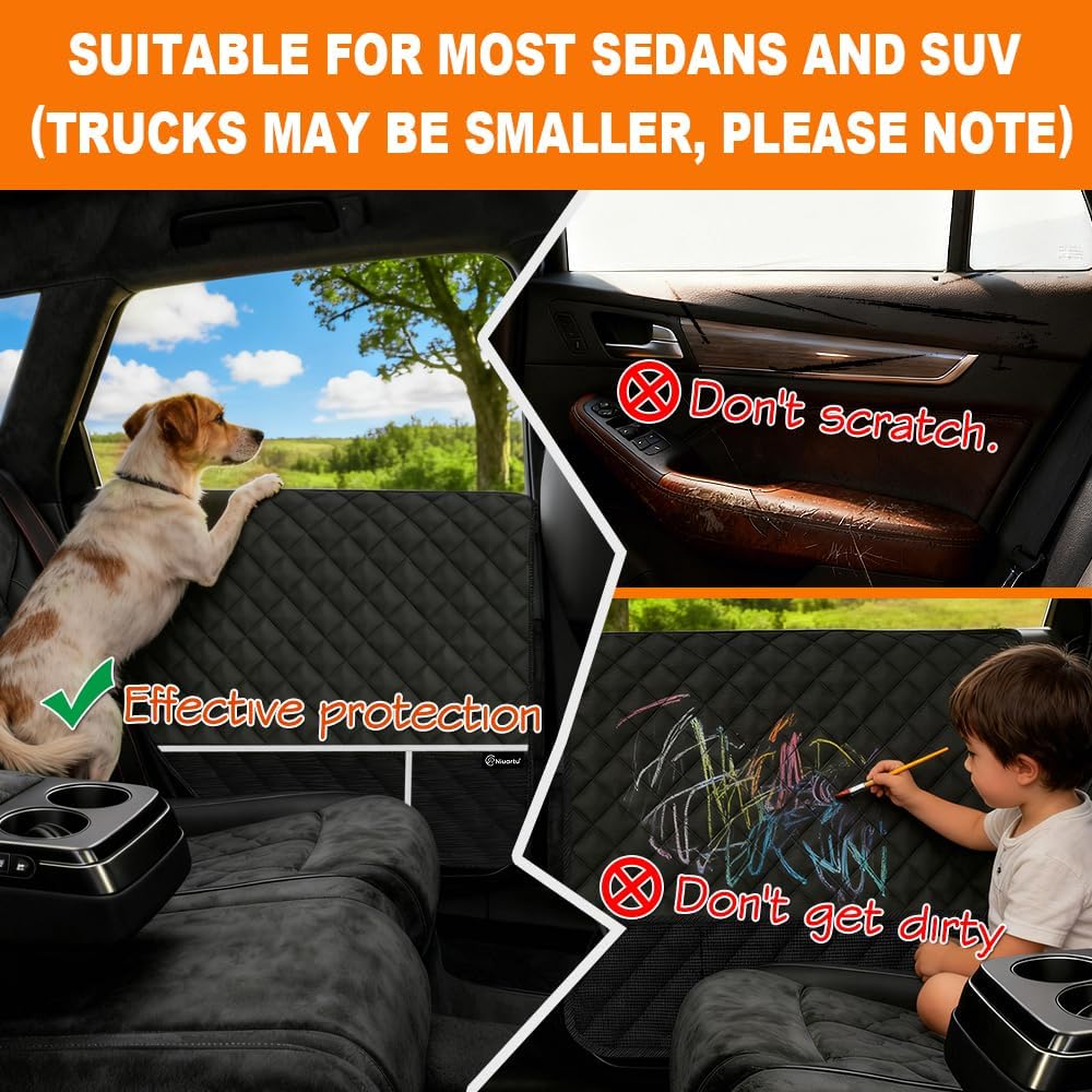 Dog Car Door Protector, 2 Pcs PU Leather Pet Car Door Cover, Waterproof & Scratch Resistant Dog Car Door Guard with Insert Flap Secure Fixation for SUV, Truck, Sedan
