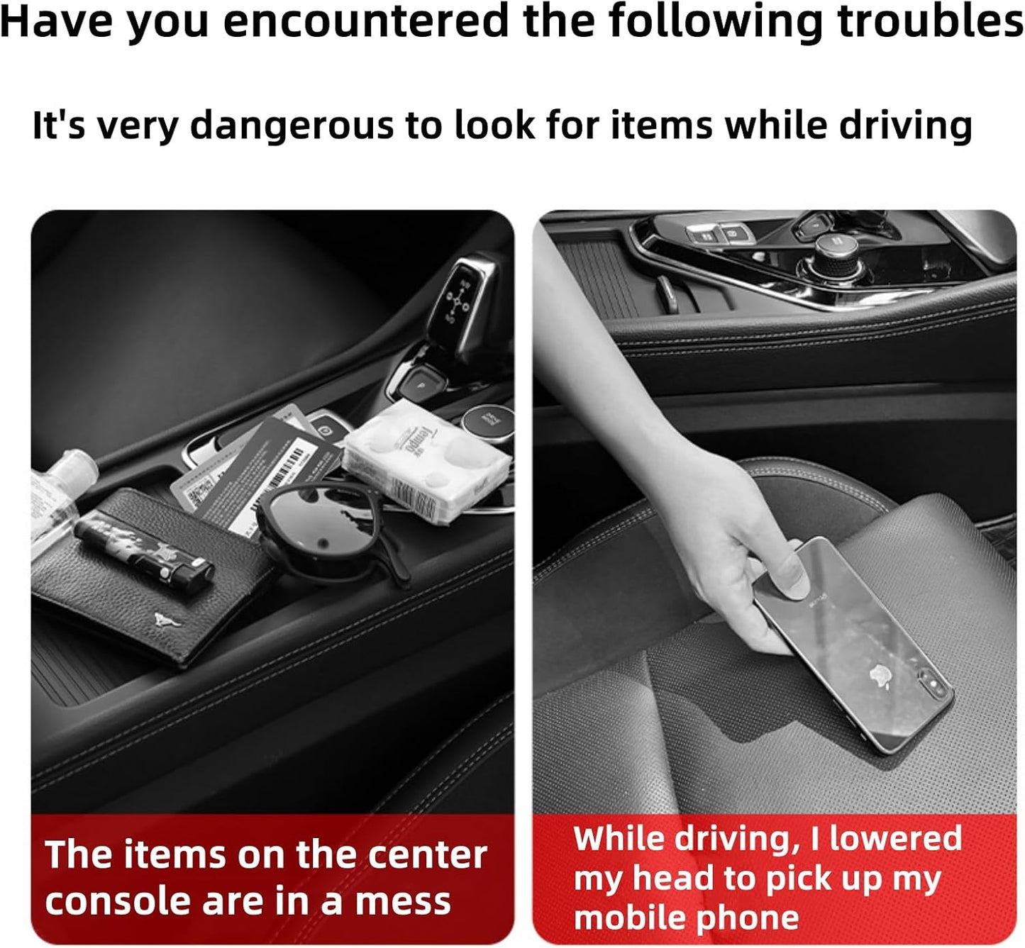 2 Pack Premium Car Seat Gap Filler Organizer - Universal Storage Box with Card Slots for Phones/Keys/Glasses, Fits Cars, SUVs & Trucks (Black)