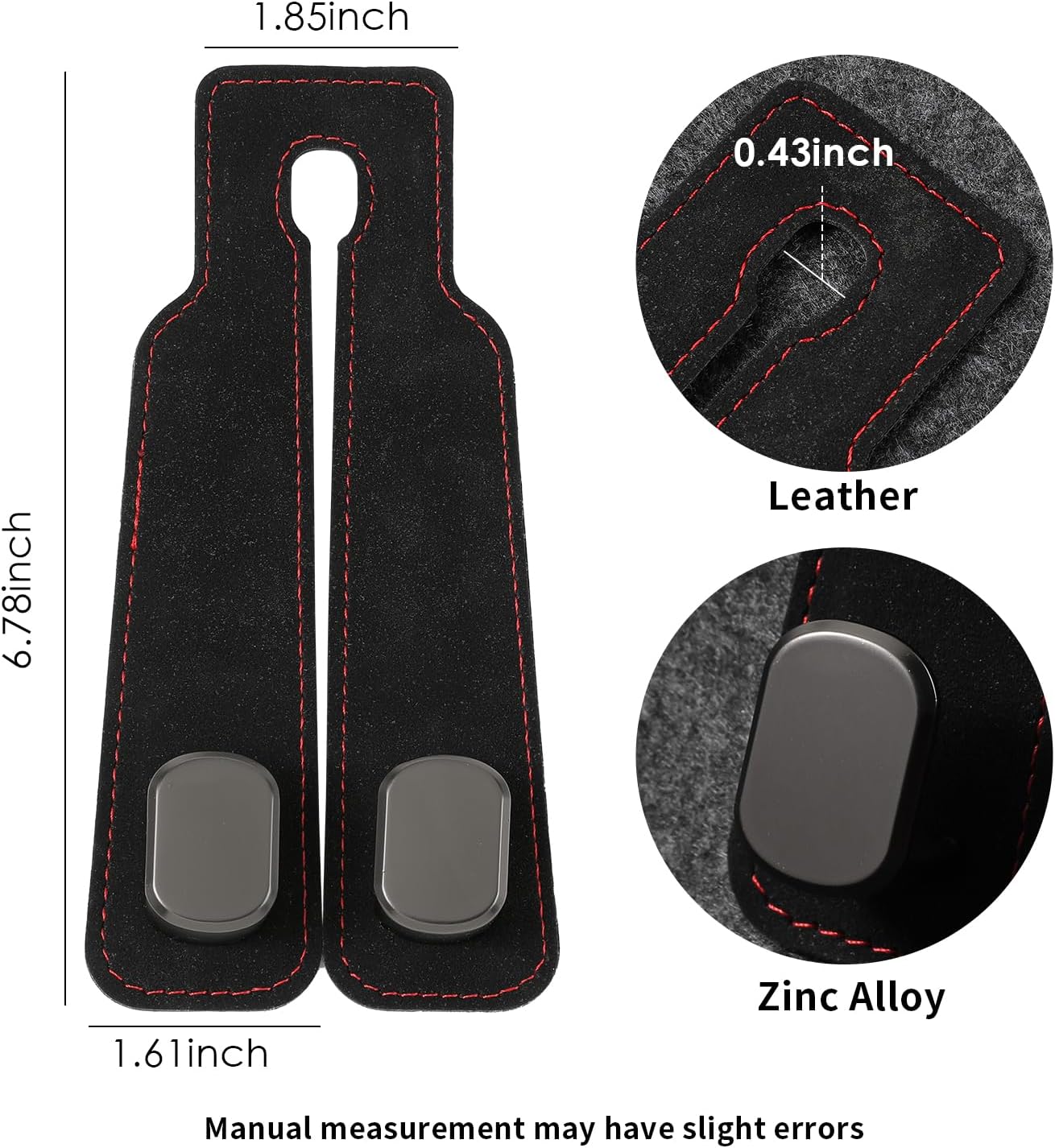 KINIVA Car Seat Headrest Storage Hooks, Set of 2, Suede PU Leather, Double Hooks (Black-4 Pack)