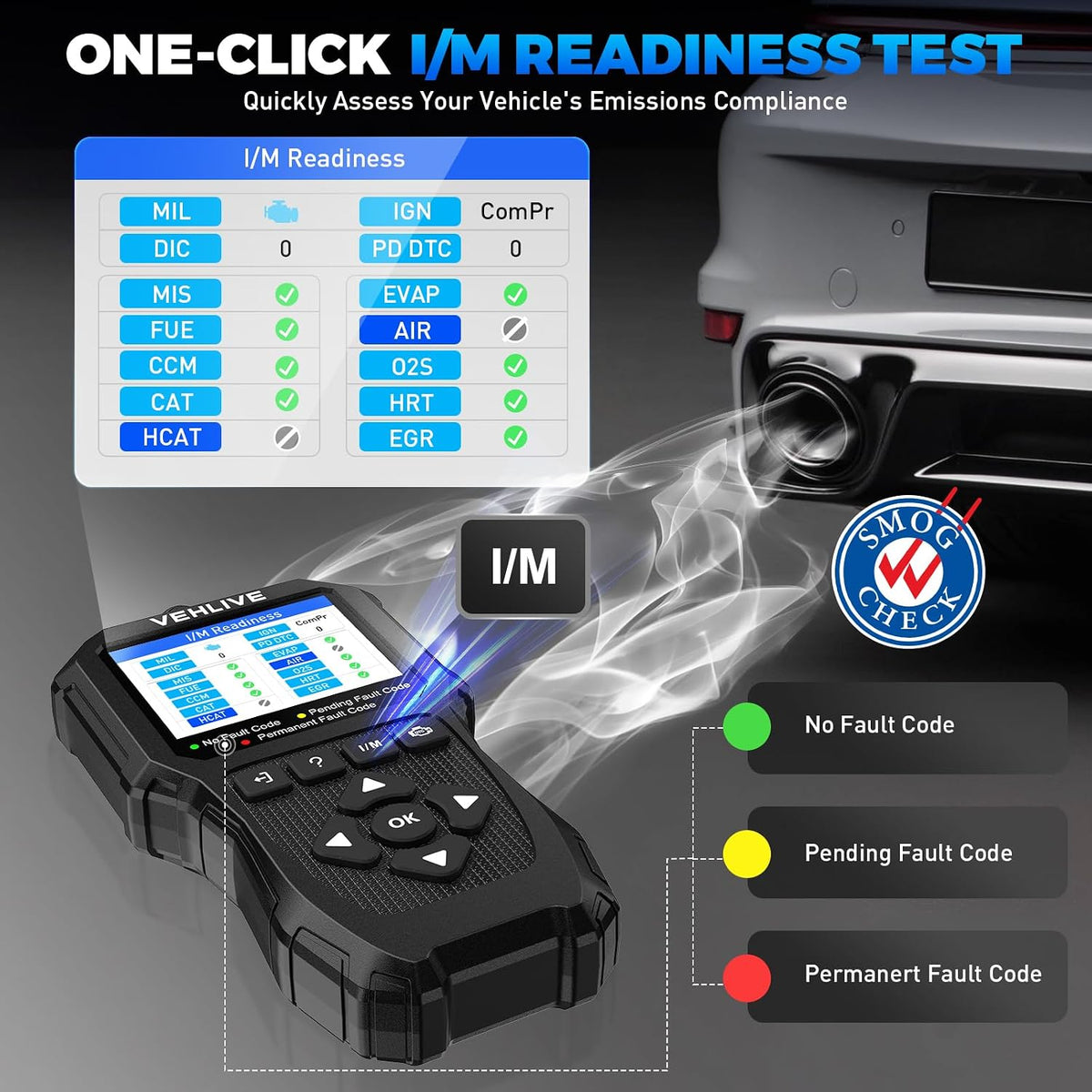 OBD2 Scanner Diagnostic Tool, Check Engine Light Car Code Reader with Reset, Battery Tester, Live Data, Freeze Frame, I/M Readiness, Car Scanner Diagnostic Tool for All OBDII Car After 1996
