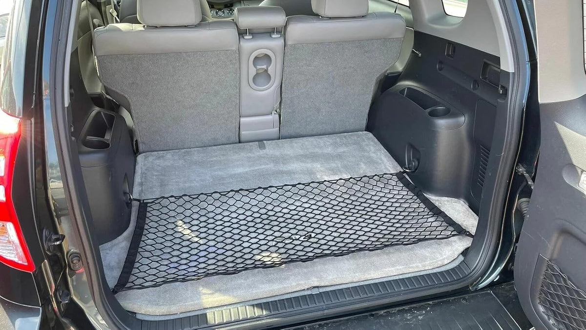 Rear Trunk Organizer Cargo Net for Toyota RAV4 2006-2018 — Floor Style Cargo Net for SUV — Premium Mesh Elastic Car Trunk Organizer Vehicle Carrier Storage — Compatible with RAV4
