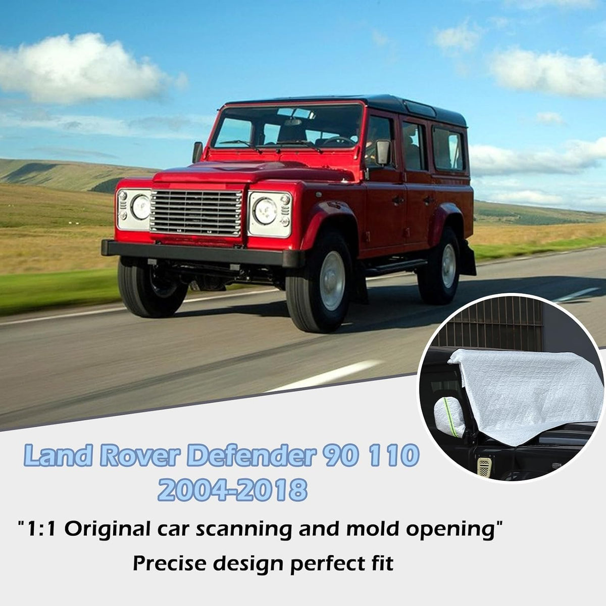 CHEAYAR Car Windshield Snow Cover Compatible with Land Rover Defender 90 110 2004-2018, Waterproof/Windproof/Dustproof/Sun Protection/Snow Protection/Available Around The Clock Accessories (Style A)