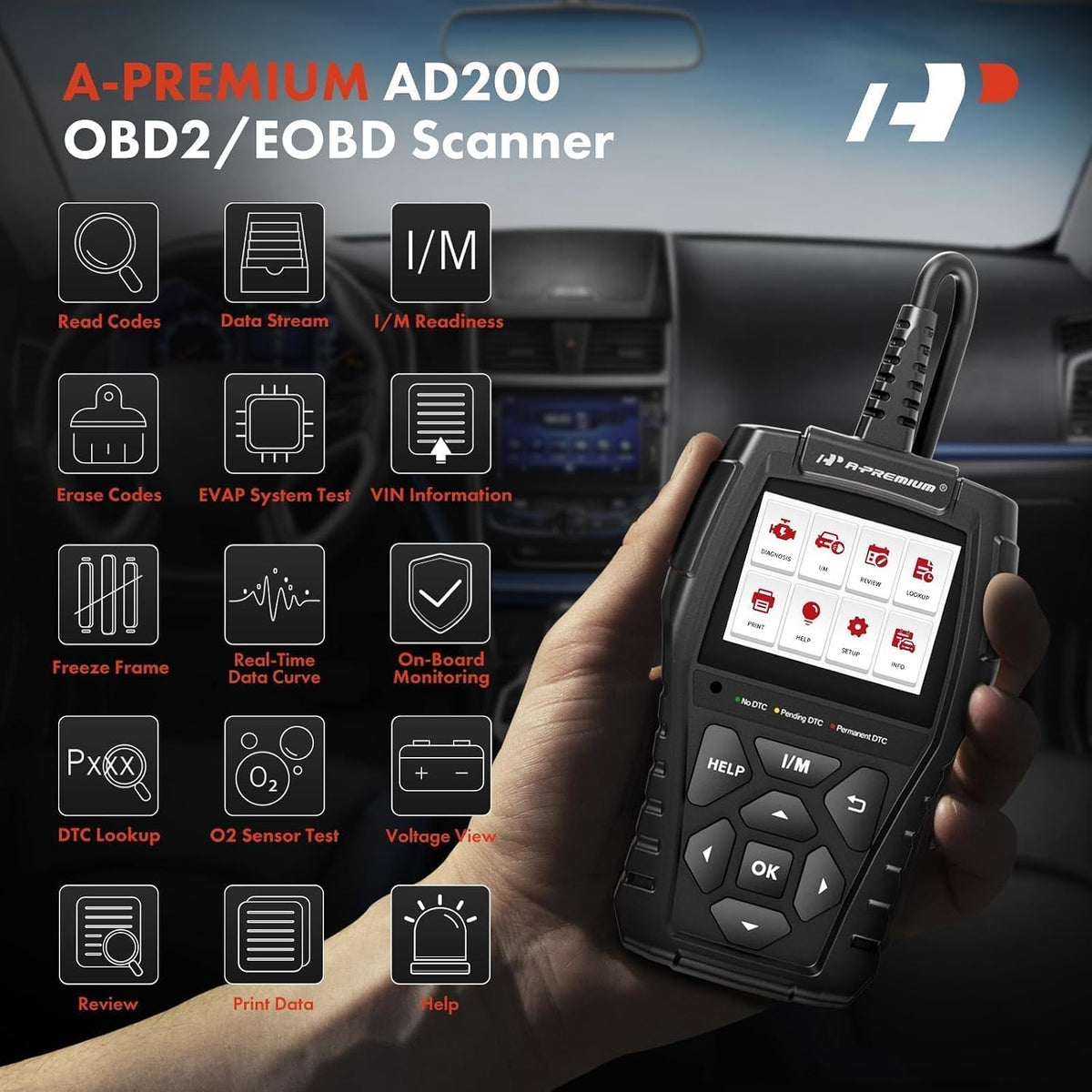 A-Premium AD200 Professional OBD2 Scanner Car Diagnostic Tool OBDII EOBD