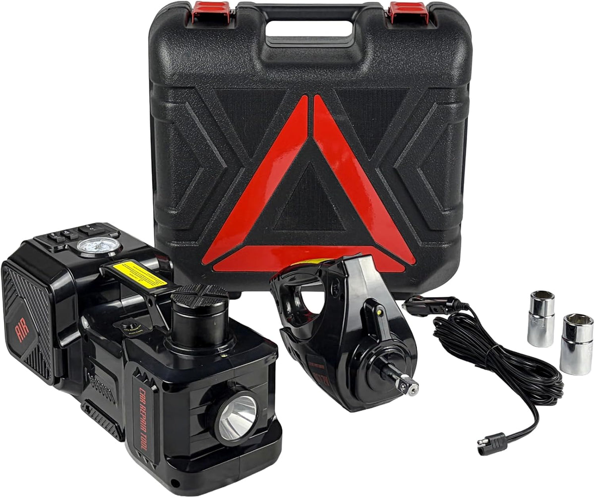 Trihelper Electric Car Jack 5 Ton Hydraulic Jack, Impact Wrench, Tire Pump