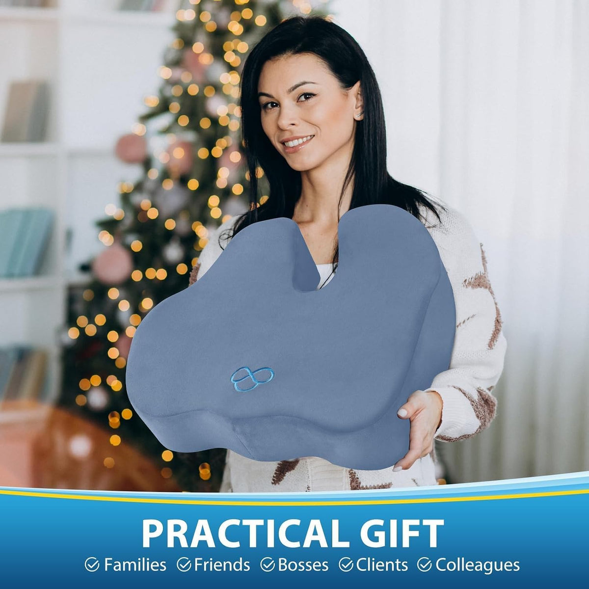 BlissTrends Memory Foam Seat Cushion for Office Chair & Car Seat, LightBlue