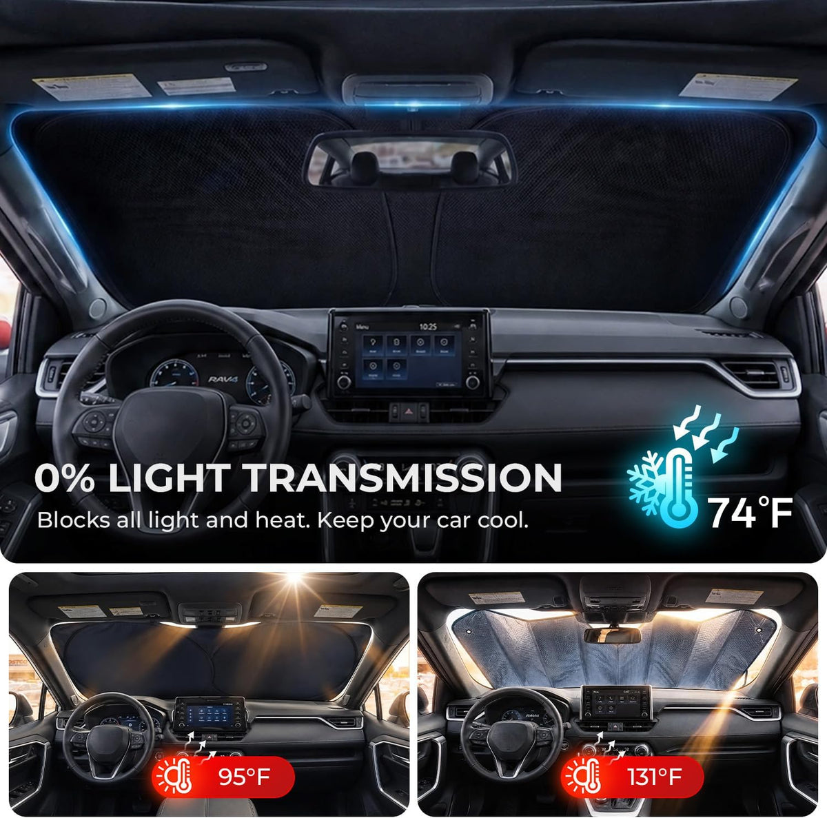 [2026 Upgraded] DooGooCoo Windshield Sun Shade for Subaru Crosstrek 2018-2025 2026 [Cooling Ice-Crystal, 100% Sun Block ] Sunshade for Car Windshield for Subaru Crosstrek Sun Shade, Custom Fit.