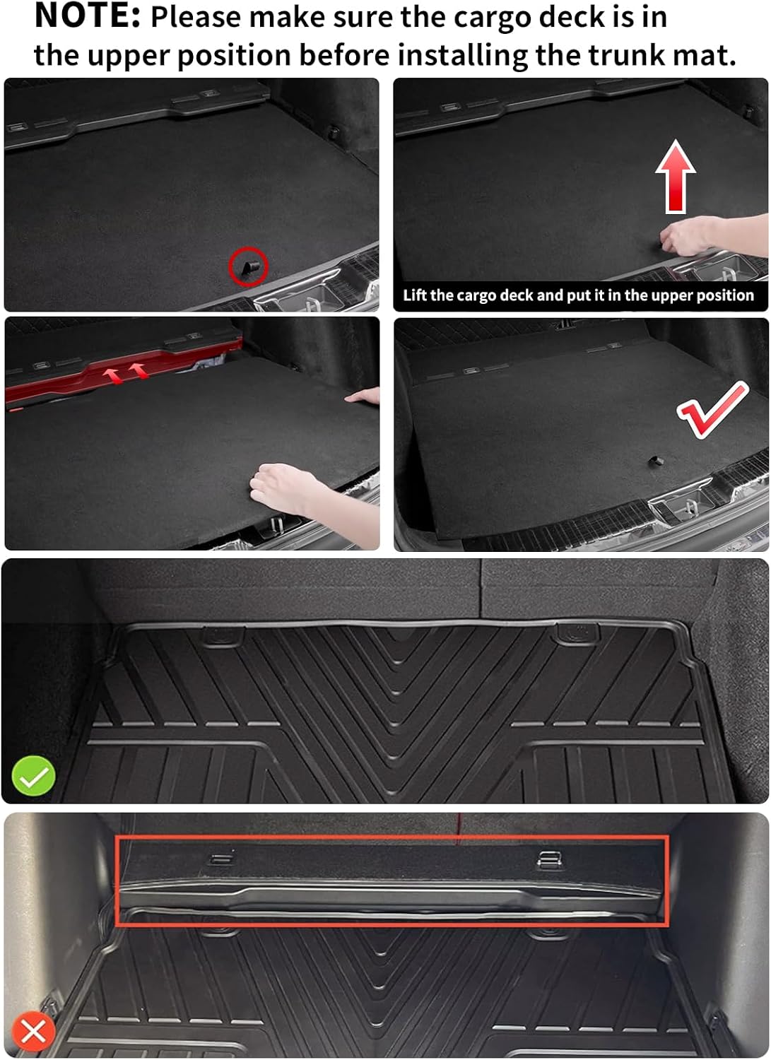 LASFIT Floor Mats and Cargo Liner for Honda CR-V 2026 2025 2024 2023 (Gasoline & Hybrid & e:FCEV), All Weather TPE Car Trunk Mat (Upper Position), 1st & 2nd Row & Trunk Liner Full Set Black