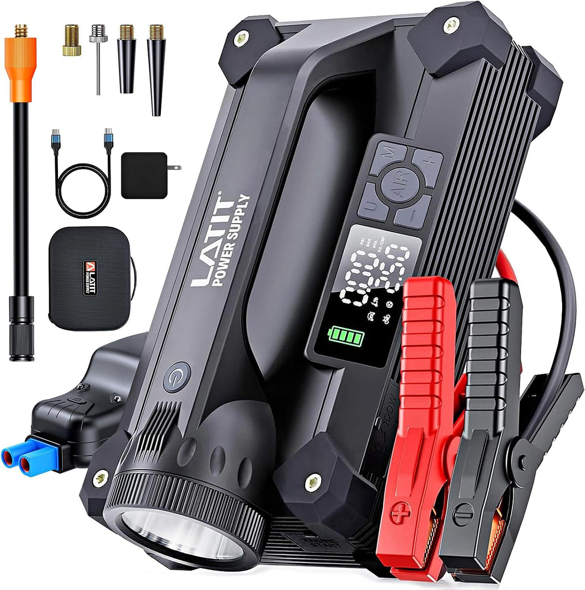 LATIT Qi04S 6000A Jump Starter with Air Compressor 150PSI, 12V Car Jump Box