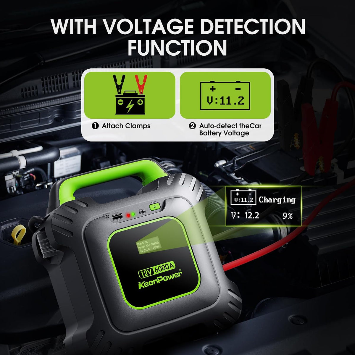 KeenPower 6000A Super Capacitor Jump Starter for All 12V Cars, Jump Box
