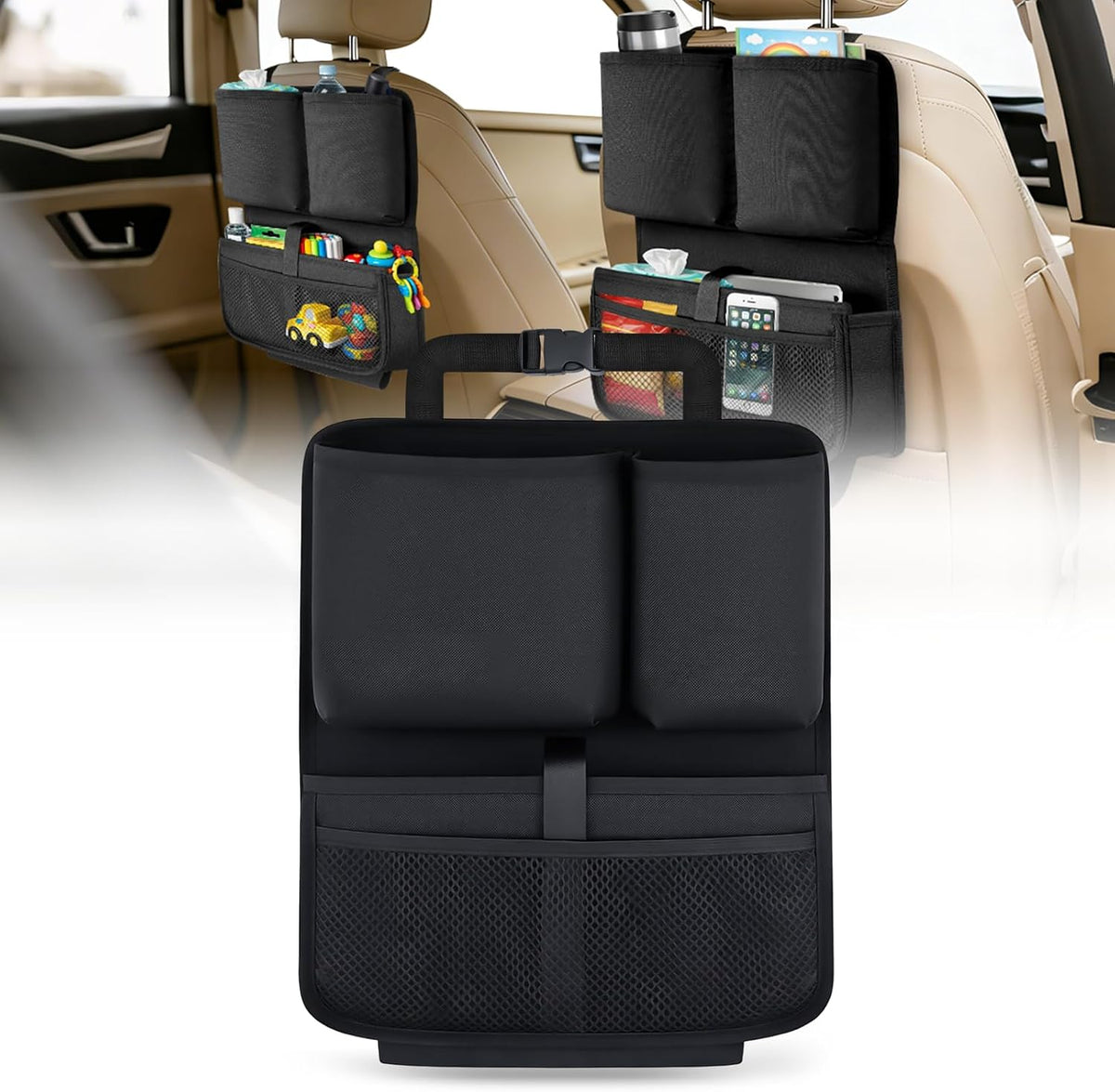 Nilight Car Seat Back Organizer 1PC Black Oxford Fabric Universal