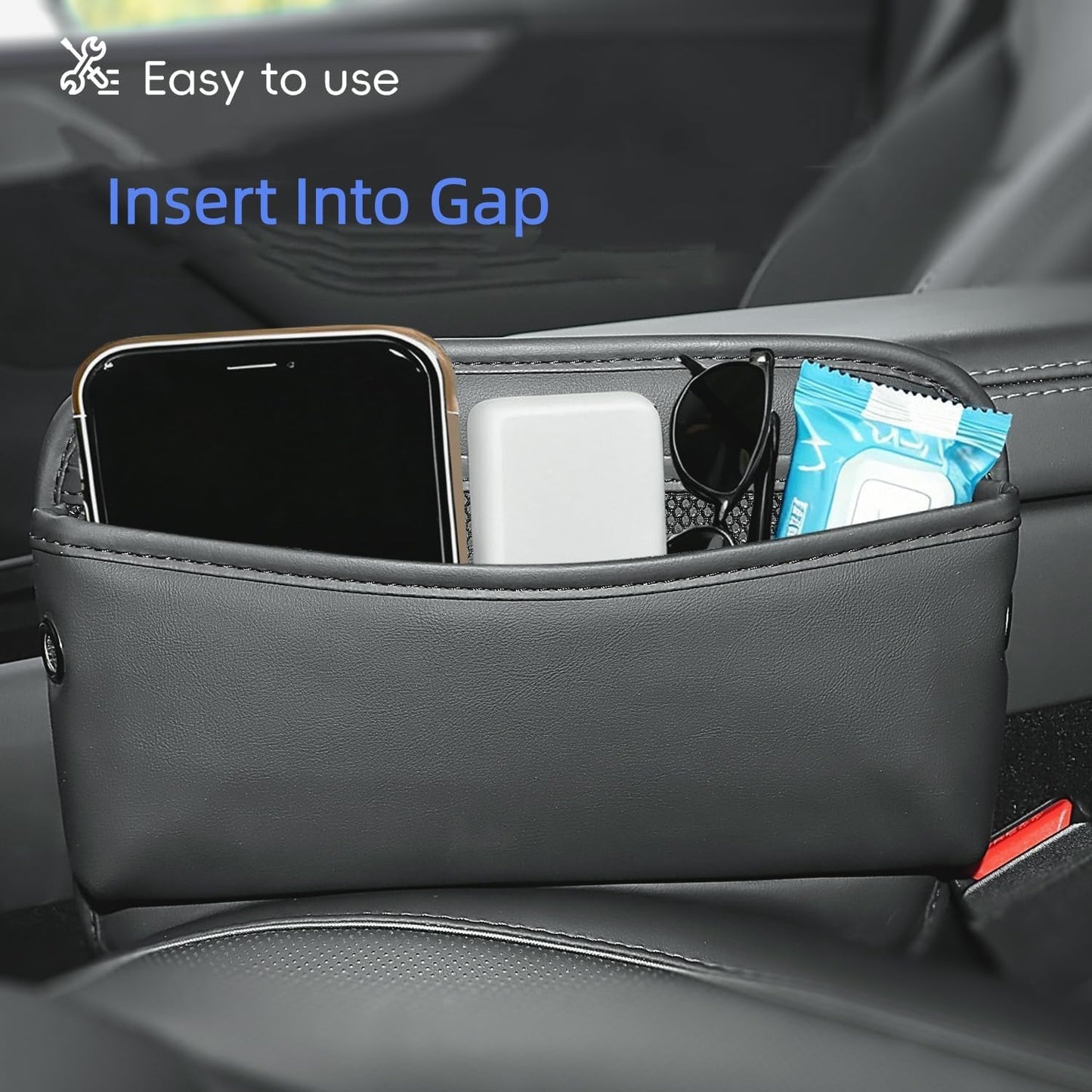 MARCHFA Car Seat Side Pocket Organizer Car Pocket Pouch for Seat, Door, Console, Car Seat Gap Filler Organizer Multifunctional Car Organizer Accessories for Phone Sunglasses Keys Cards (Large)