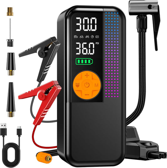 WEOLULI Jump Starter with Air Compressor，2000A Portable Car Battery Booster