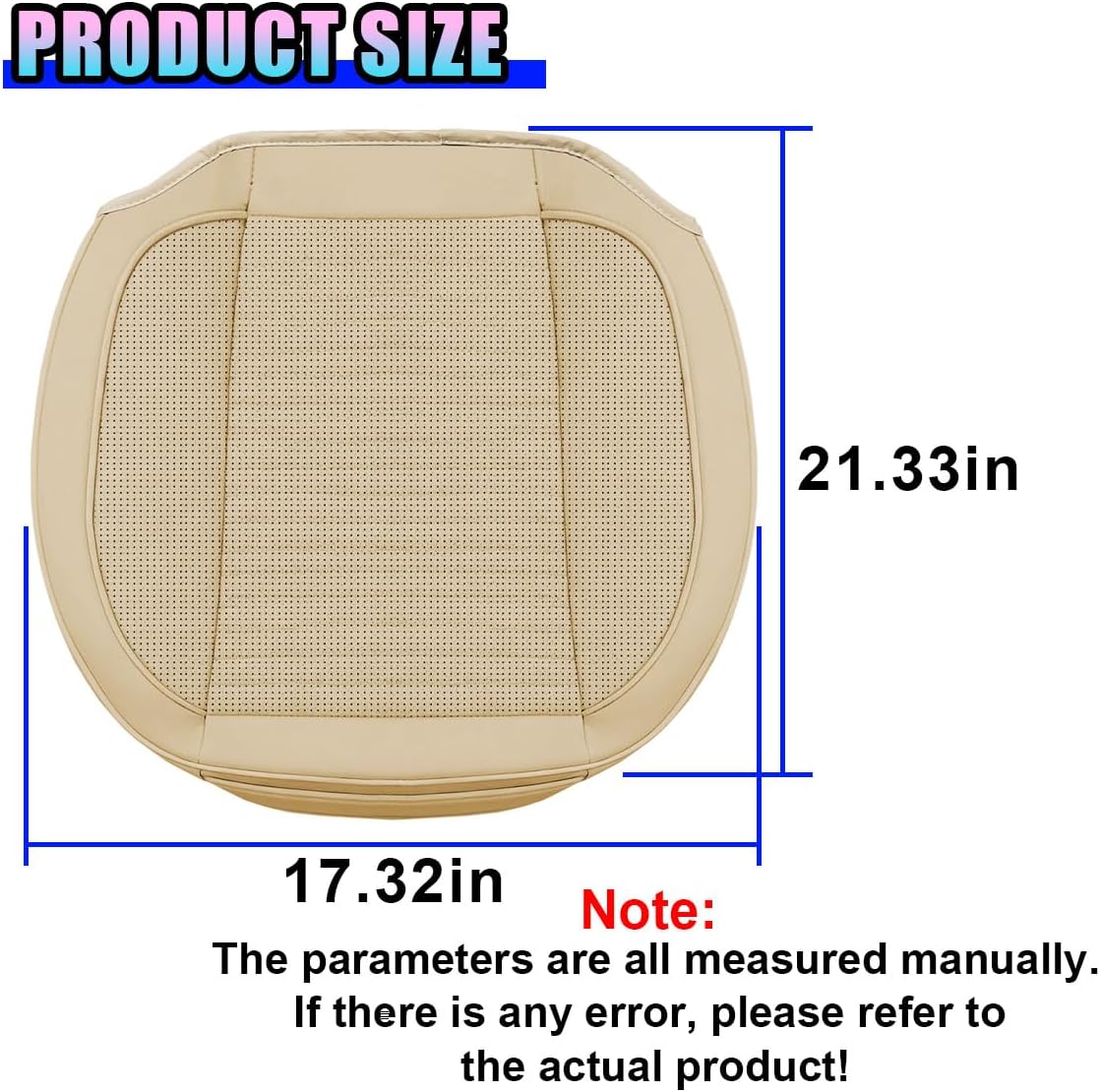 KPFILEH Car Front Bottom Seat Cover, Leather Anti-Slip Seat Cushion Pad with Storage Pocket, Breathable Full Wrapping Edge Seat Protector, Universal Auto Interior Accessories for Cars SUV Truck(Beige)