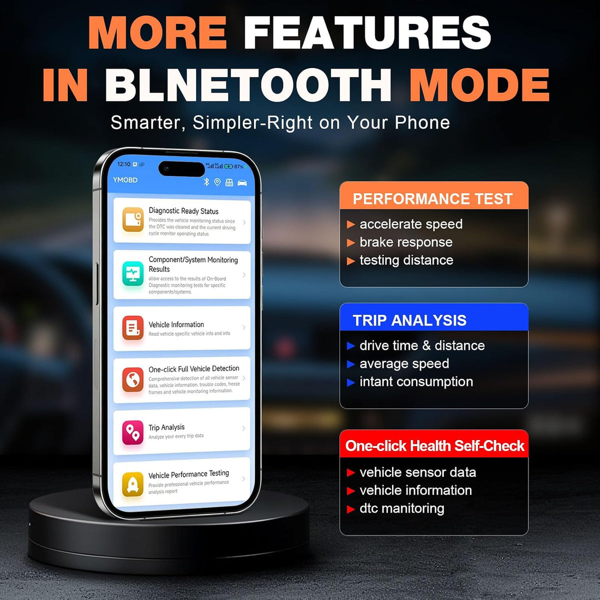 BT529 Bluetooth OBD2 Scanner & Car Battery Tester, 2-in-1 Diagnostic Tool