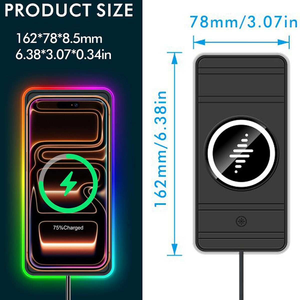 Magnetic Wireless Charger for iPhone 17/16/15/14/13/12 Series, Fast Wireless Charging Pad with Extension Cable, Portable Mag Safe Compatible Charger for Car, Desk & Travel, USB Magnetic Phone Charger