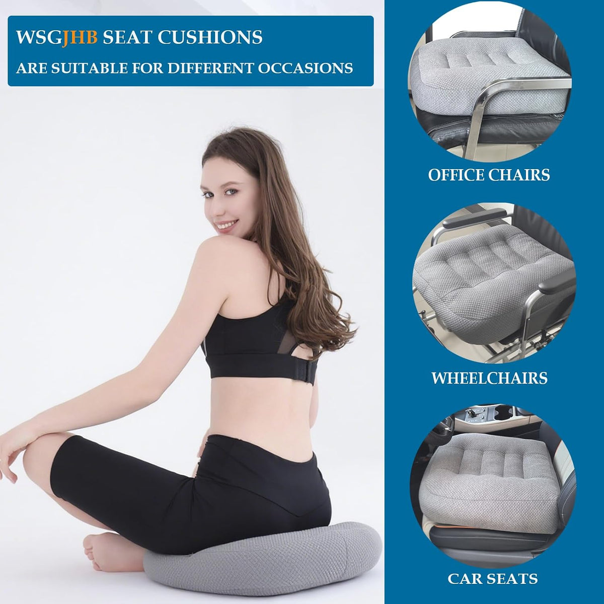 Adult Booster Seat Cushion, Car Seat Cushions for Short People/Thick Office Chair Booster Seat Increase Field of View, for Trucks, Car, Office Chair, Home, Wheelchair,Angle Lift Seat Cushion (Grey)