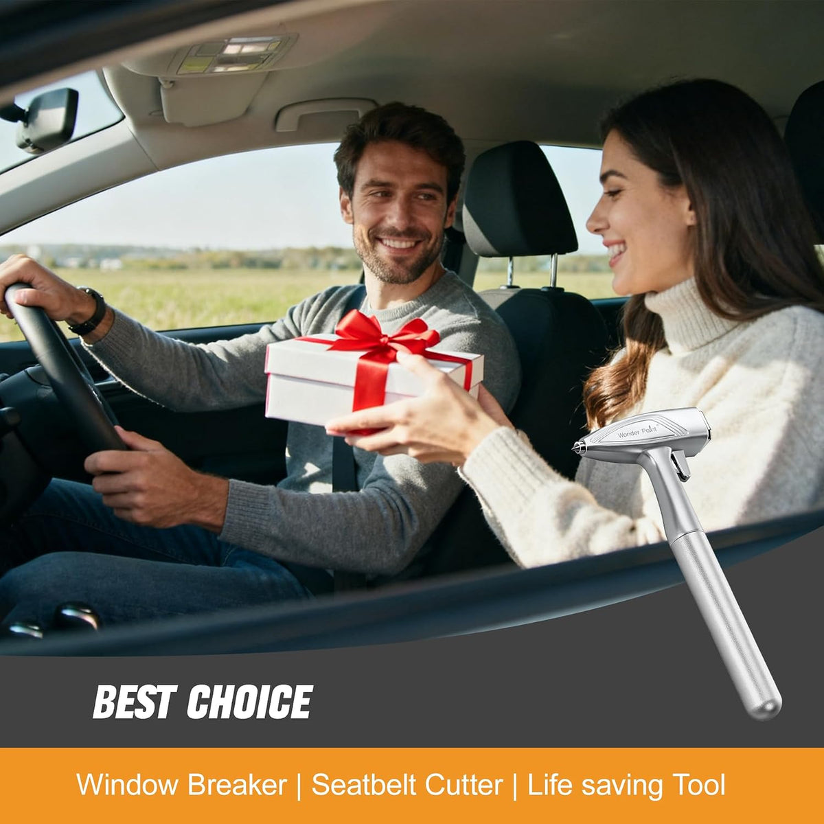Car Window Breaker, Automotive Safety Hammer With Seatbelt Cutter, 3-in-1 Emergecy Escape Tool Car Metal Window Breaker Seatbelt Cutter, Aluminium Alloy Glass Breaker Hammer(Sliver 2Pack)