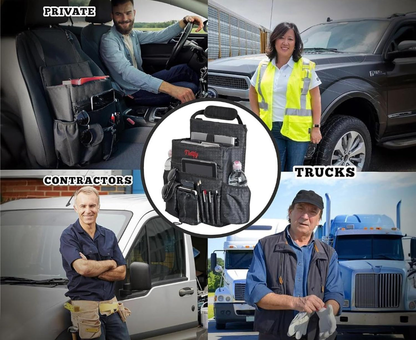 Tidify Back Seat Car Organizer with Dedicated Tablet and Laptop Storage Stabilizing Side Straps Soft Adjustable Shoulder Strap and Hardened Buckles Your Office Away from Office