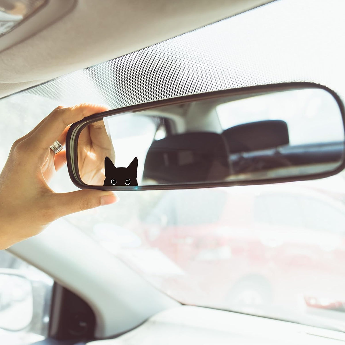 Dazoratix Cat Rearview Mirror Decal - 6 Pcs Cute Peeking Car Window Sticker