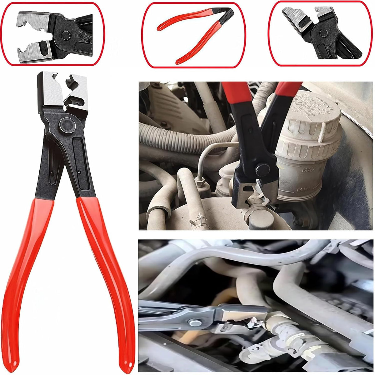 4-in-1 Automotive Clip Pliers Set, Electrical Disconnect & Connector Removal Tool Kit with Straight & 60° Angle Pliers, Separator & Hose Clamp Plier for Car Truck SUV Repair, Mechanics & DIY
