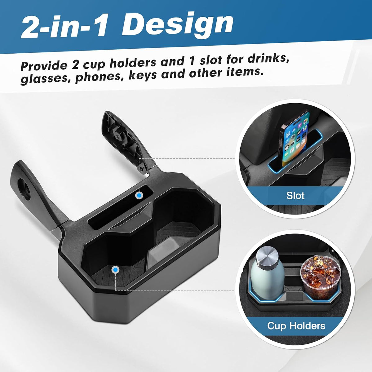Karltys Car Backseat Cup Holder, Fixable Rear Cup Holder Organizer Tray with Tools, Interior Accessories Floor Back Seat Cup Holder for Chevy Chevrolet Trax 2024 2025 2026