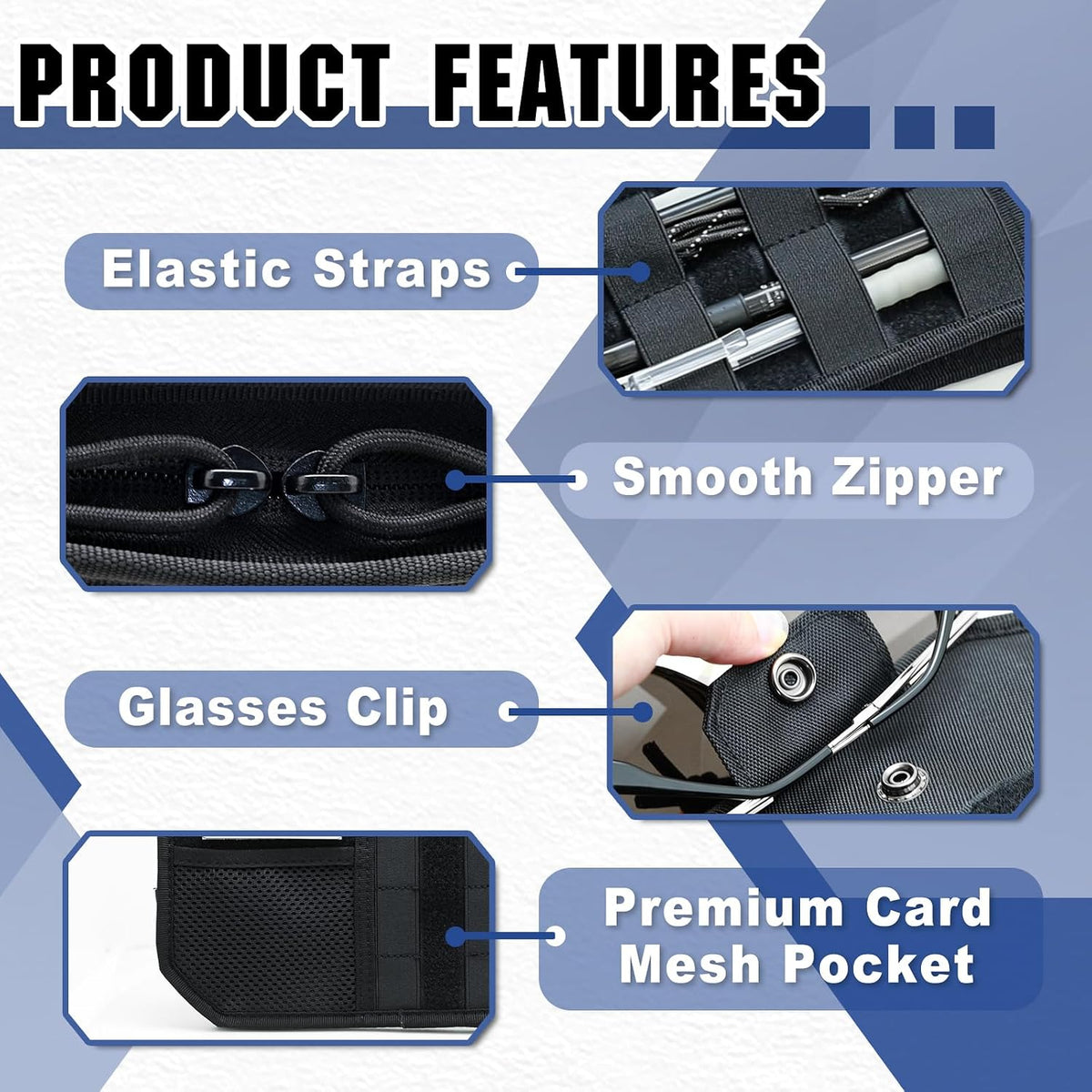 SAMPUSS Car Sun Visor Organizer Car Sunglass Holder with Storage Pouch