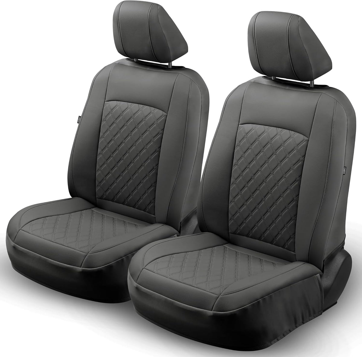 GIANT PANDA Front Car Seat Covers for 2009-2026 Ford F150,2017-2026 F250 F350 Super Duty Crew Cab SuperCrew SuperCab Pickup Trucks,Faux Leather 2-Pack (Solid Black)
