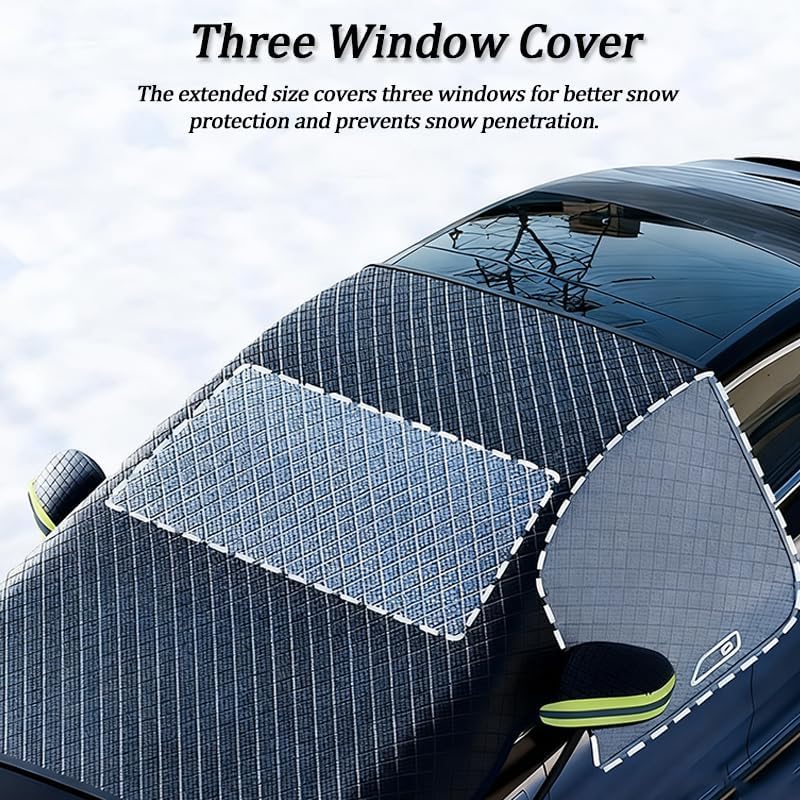 Car Snow Cover for VW Jetta 2010–2025, Windshield Cover for Ice and Snow for Winter, Magnetic Frost Guard Windshield Cover with Side Mirror Cover,B