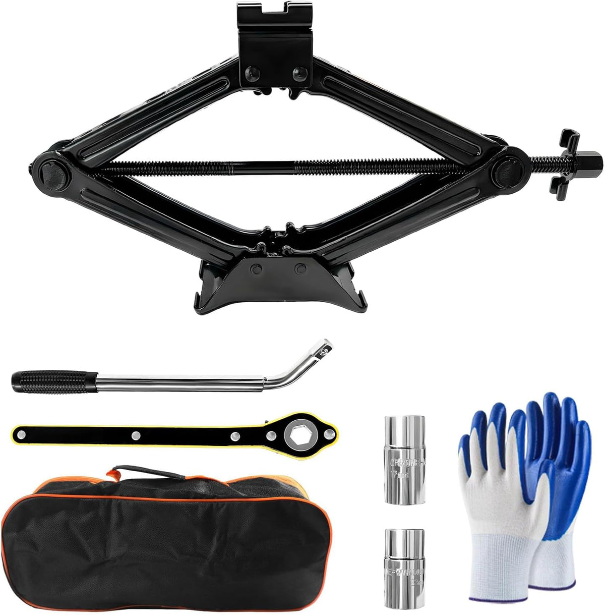 Car Jack Kit, 2 Ton (4409 lbs) Auto Emergency Set Portable Scissor Lift Jacks with Lug Wrench, Heavy Duty Tire Changing Tool Universal Scissor Jack for Car Truck SUV MPV