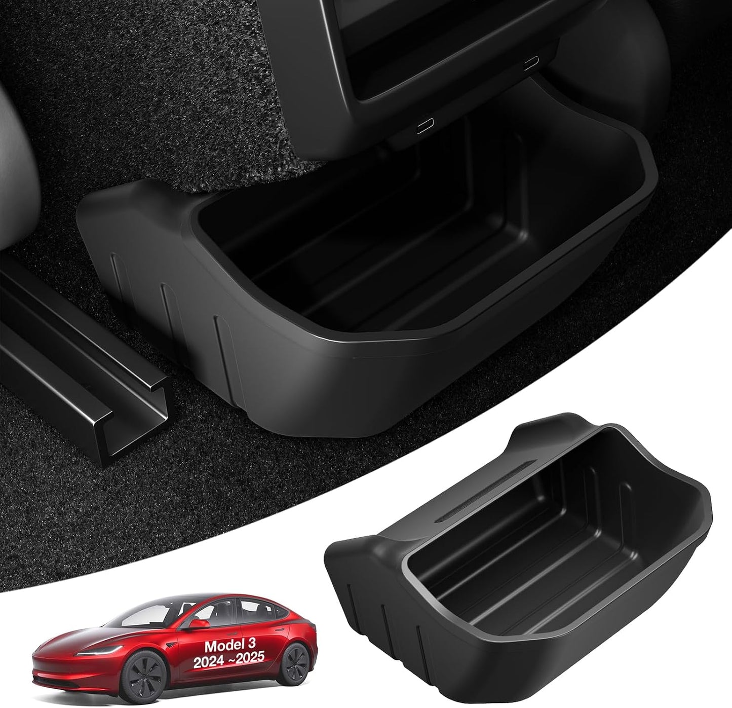 Wigoo Upgrade Tesla Model Y Accessories Rear Center Console Organizer [Partitioned Storage & Stable Installation] Backseat Storage Box for Tesla Model Y 2020~2025 (Not Fit Model Y Juniper)