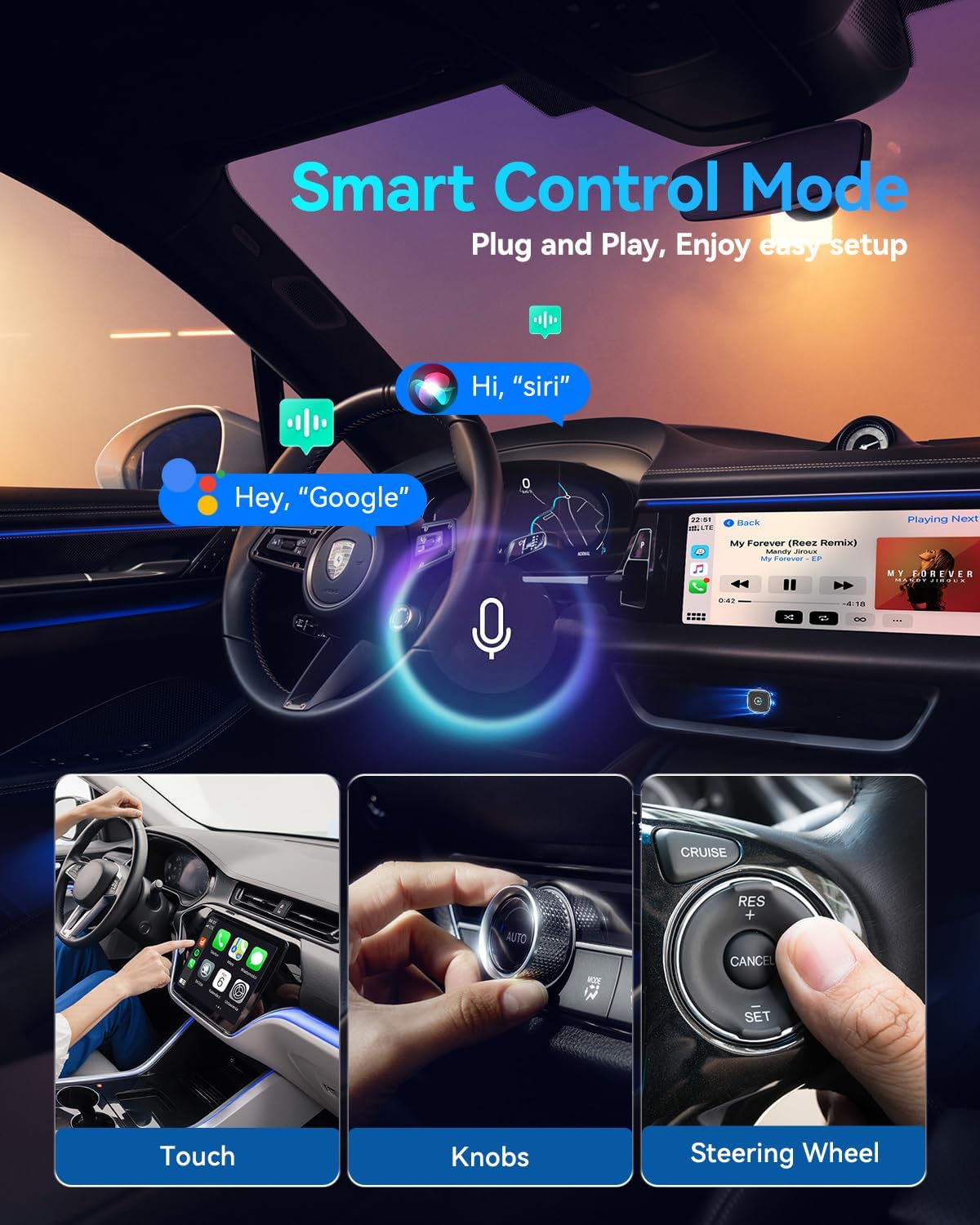 2026 Ultra Mini Wireless Carplay Adapter for iPhone & Android Auto, USB for Apple Car Play Dongle Plug & Play for iOS 10+ & Android 10+, Auto-Reconnect, Stable & No Lag (Sliver)