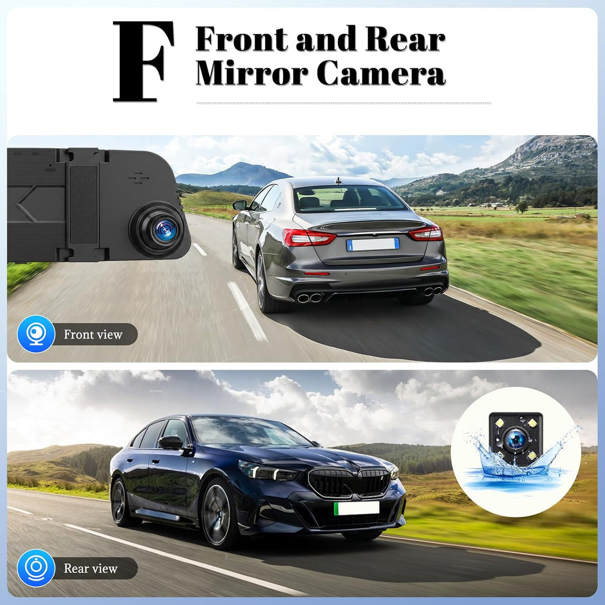 Mirror Dash Cam Front and Rear 1080p Full View 4.5" Camera