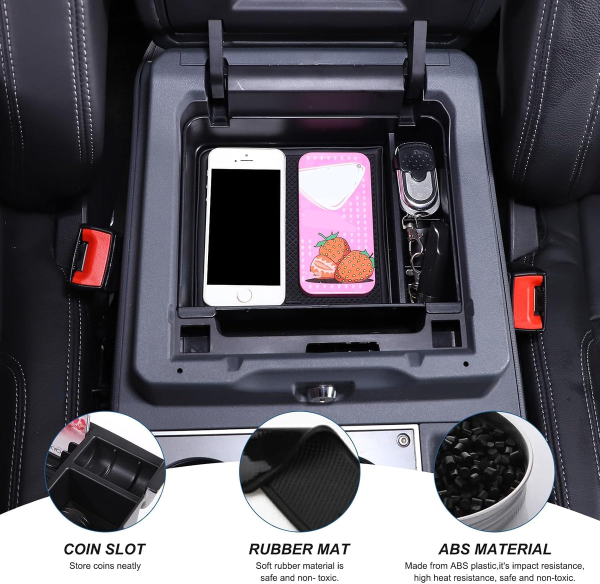 Center Console Organizer Tray Armrest Storage Box Compatible with INEOS Grenadier 2020-2026 Non-Slip Center Console Tray Armrest Secondary Storage Tray Phone Key Organizer Container