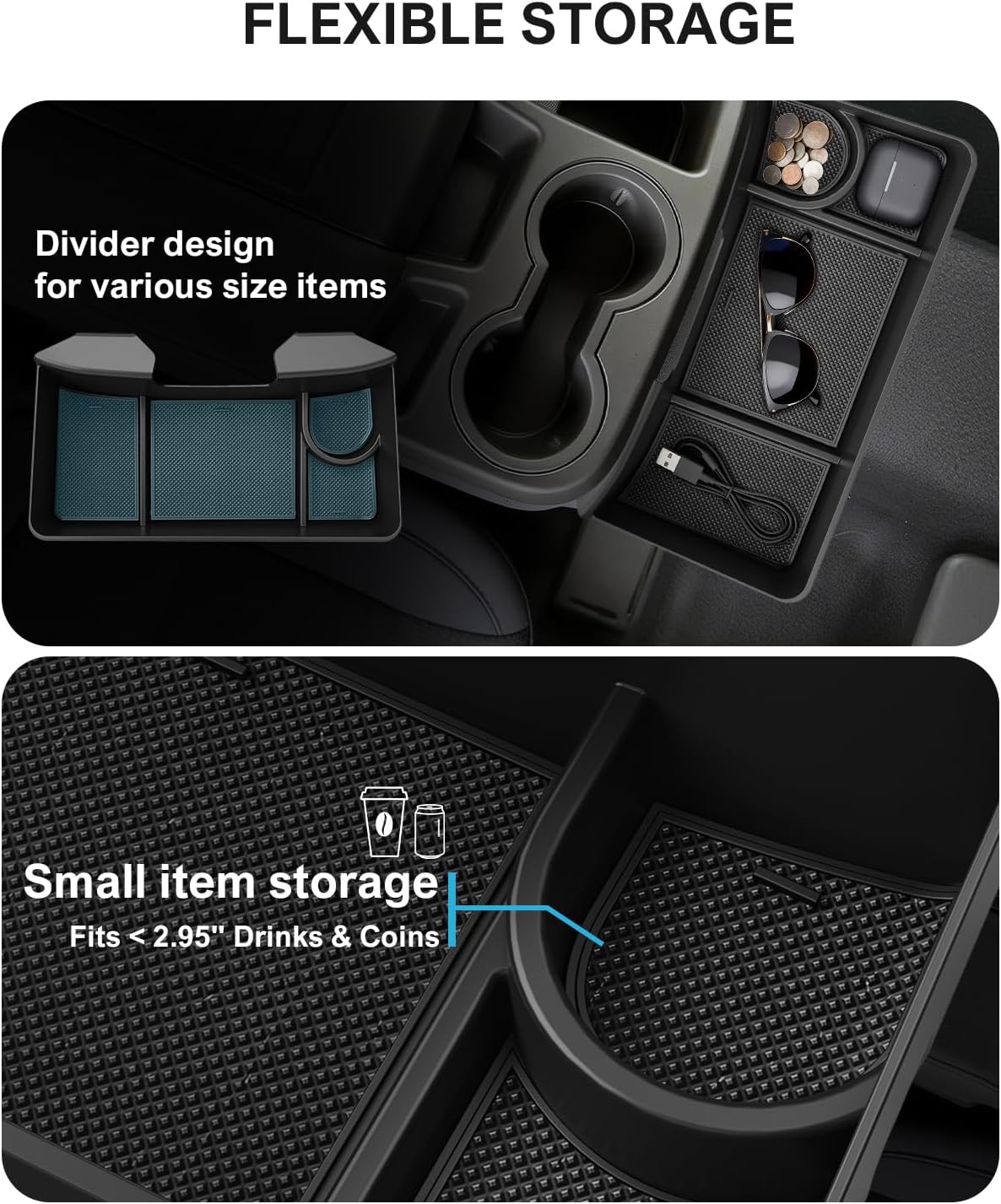 Center Console Hanging Organizer Box with Compartments Compatible with 2019-2026 Chevy Silverado/GMC Sierra 1500, 2020-2026 Silverado/Sierra 2500HD 3500HD Accessories (Split-Bench Folding Seat Only)