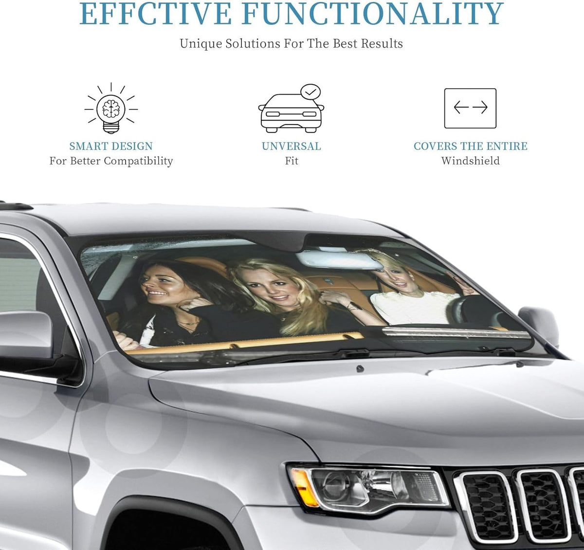 Funny Windshield Sun Shade for Car Sunshade for Car Windshield Covers Blocks UV Rays Automotive Interior Sun Protection 51 x 27.5 in