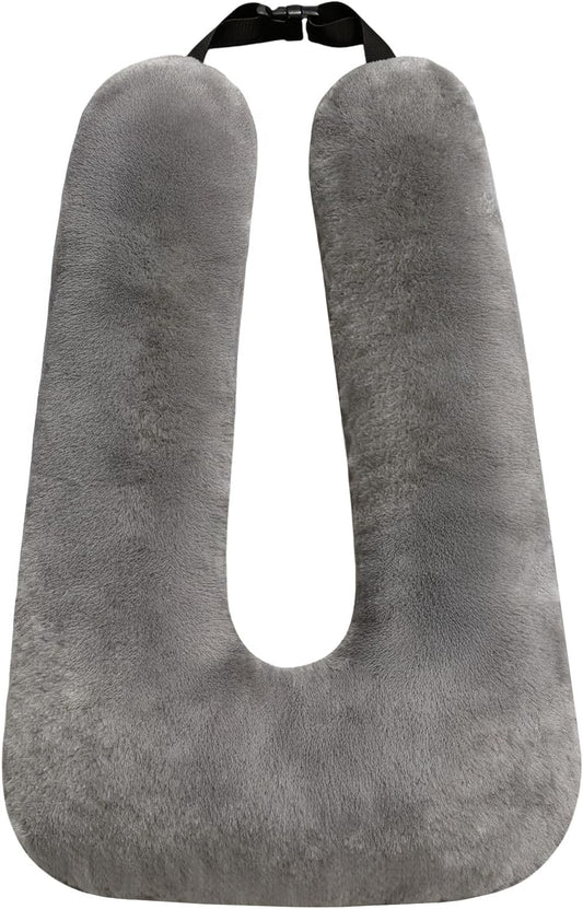 Travel Pillow,Car Pillow for Kids,Support Head and Neck on Road Trip-Grey | Car Sleeping Pillow with Adjustable Strap, Road Trip Essentials for Kids and Adults,Velvet Fabric Filled with High PP Cotton