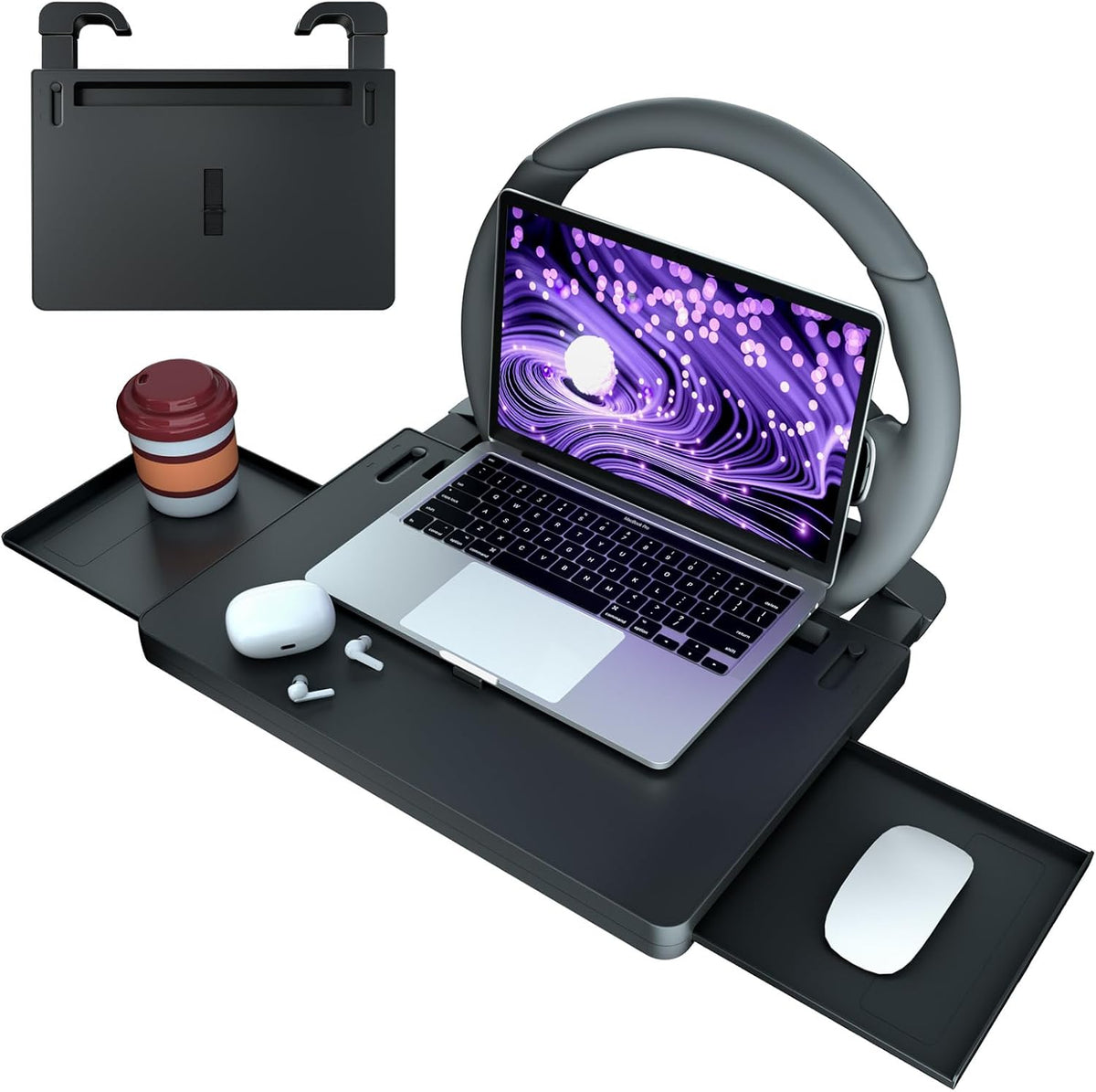 Extendable Steering Wheel Tray, Adjustable Car Laptop Desk Table