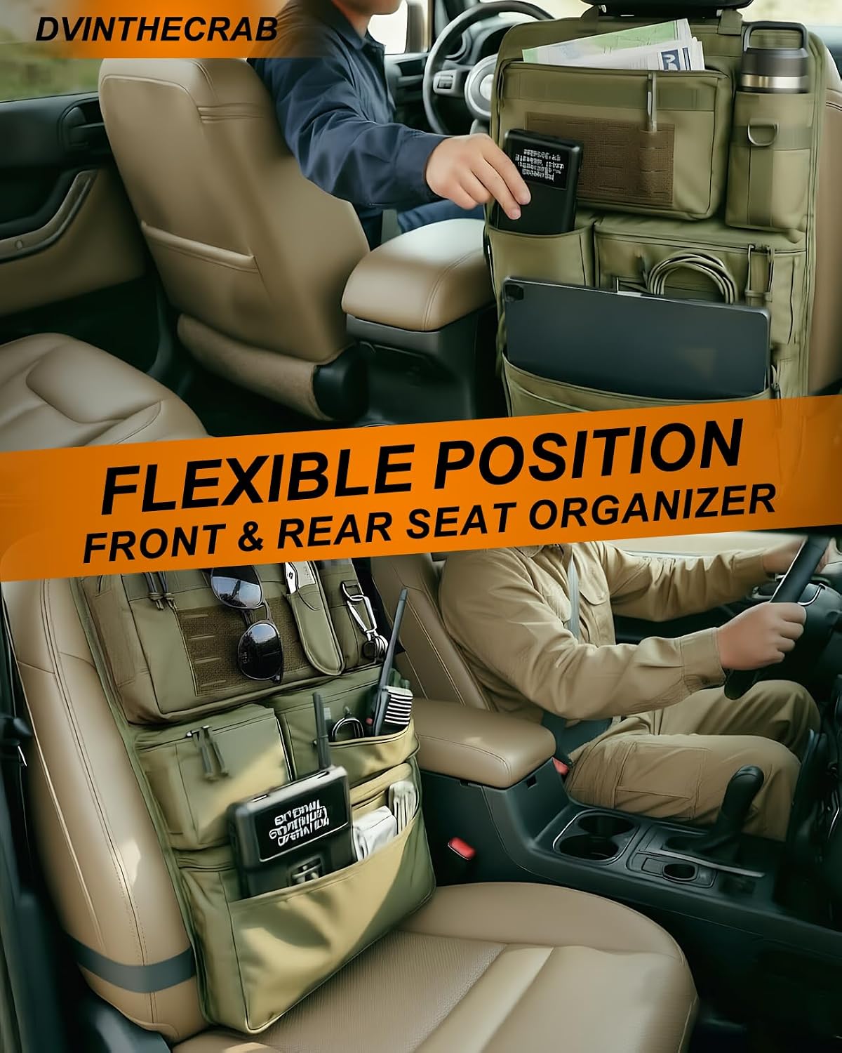 Car Seat Back Organizer – Molle Panel, Heavy Duty, Waterproof storage