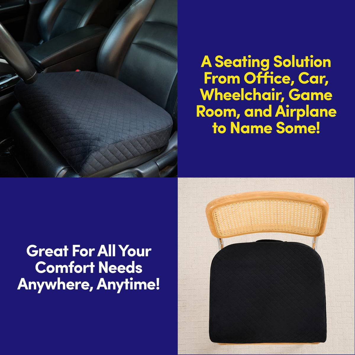 Extra Large Seat Cushion for Office Chair - Ergonomic Pillow for Desk Chair, Wheelchair, Airplane, Stadium, Car Seat, Gamers – Non-Slip Support Pad for Work, Automotive & Mobility, 19" x 17" x 3"