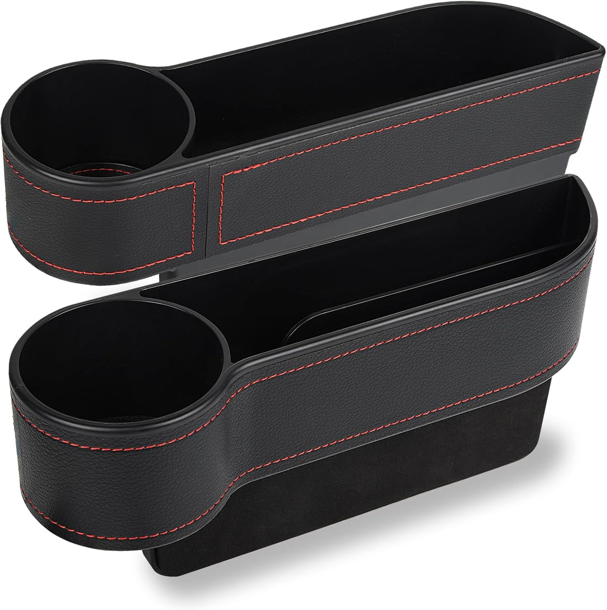 MORDEN MS 2 Pack Car Seat Gap Filler Organizer, Automotive Front Seat Storage with Cup Holder, Auto Console Side Extra Storage Boxes - Passenger & Driver Side