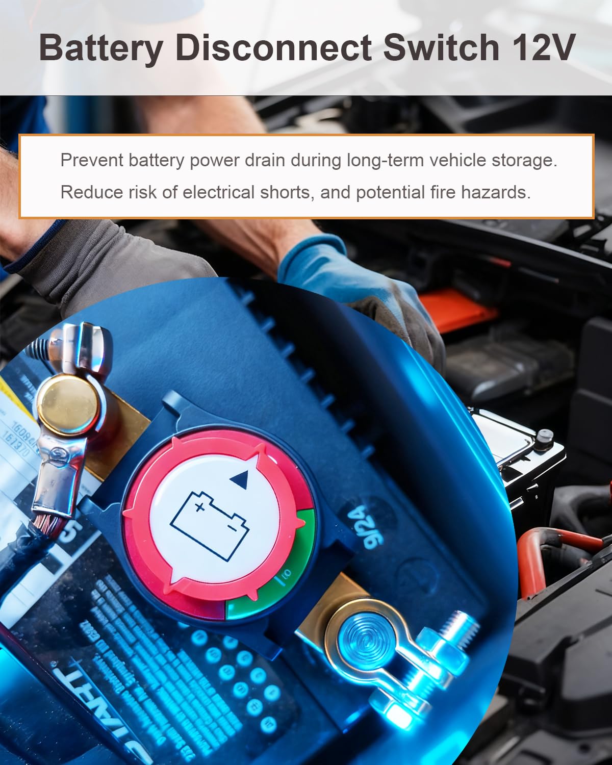 Negative Battery Quick Disconnect, 12V-48V Heavy Duty Top Post Terminal Switch 300A High Current On-Off Kill Switch Power Cut Master Isolator for Car Vehicle RV ATV Boat Marine Trailer