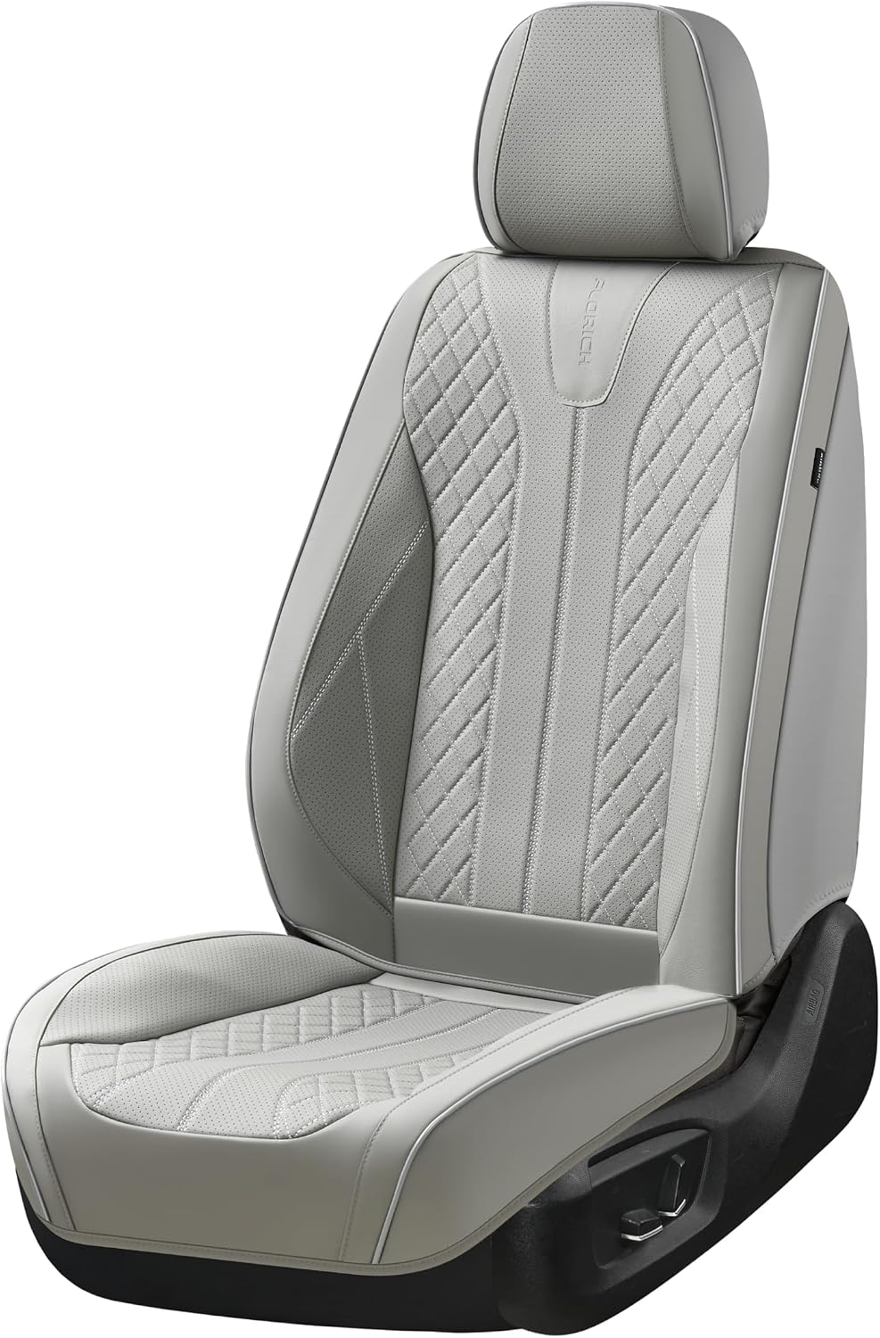FLORICH Seat Covers, Car Seat Covers Front Seats Faux Leather Automotive Seat Covers Luxury Waterproof Car Seat Cover Protectors Universal Fit for Most Cars SUV Trucks, Gray