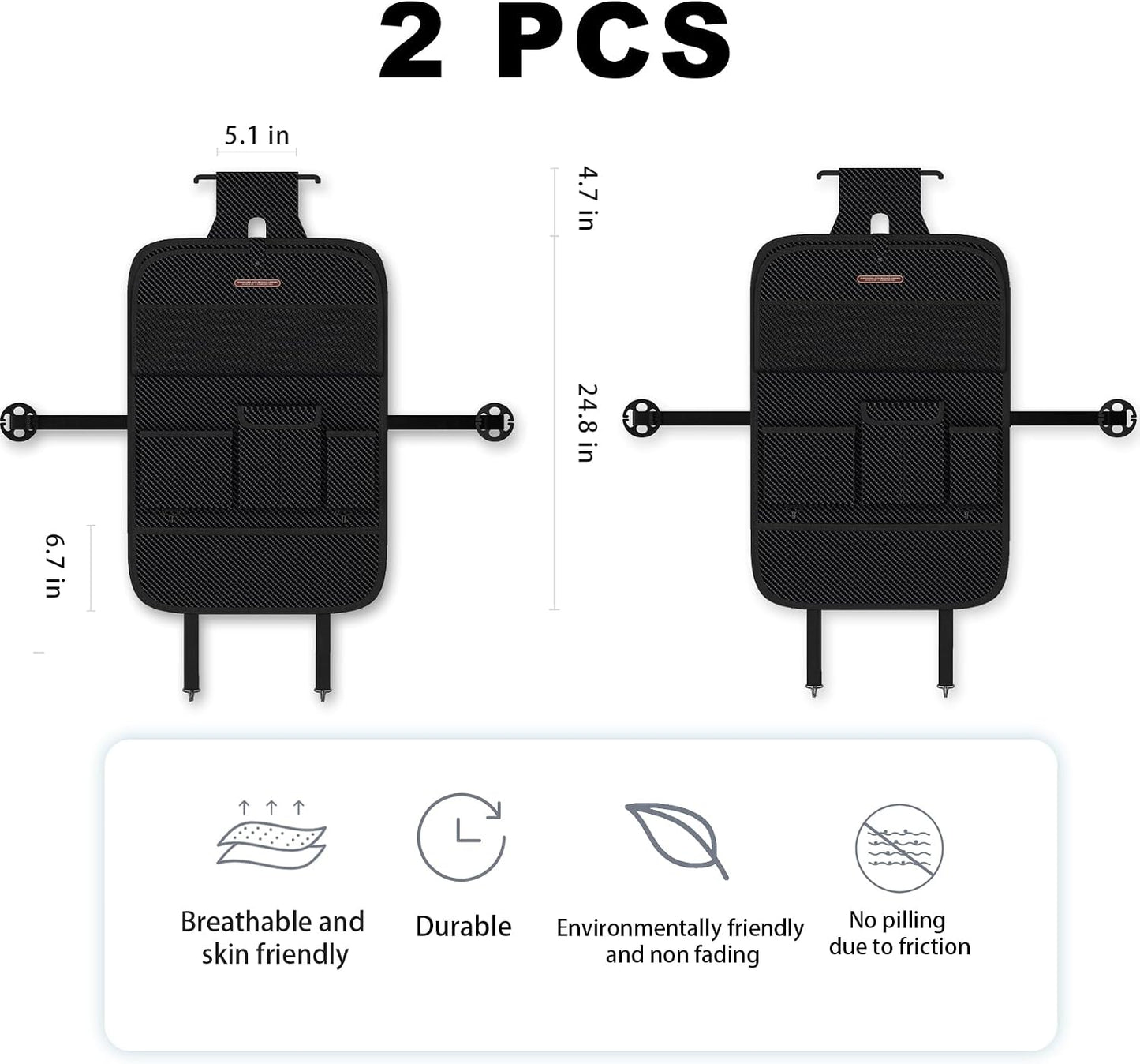 XDV Car Seat Organizers,Multi-functional Back Seat Protectors, Storage Pouches, and Tray Holders (for Cars, Kids, Seat Back and Rear Seats) (Carbon Fiber, 2 Pcs)