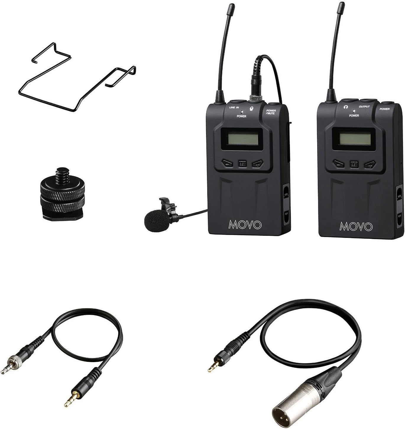 Movo WMIC70 Wireless Lavalier Microphone System - 48 Channel UHF Lapel Mic System with Cordless Mic, 3.5mm XLR Output, and Carrying Case (328-foot Range) - Lavalier Wireless Microphone System