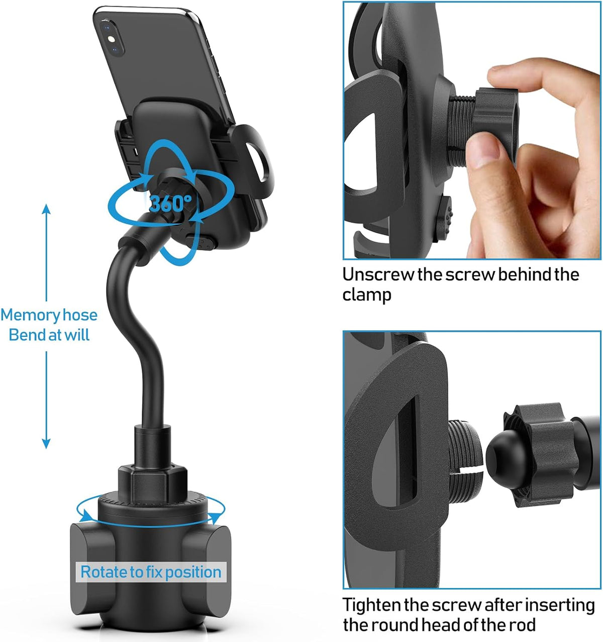Phone Holders for Your Car, Adjustable Gooseneck Cup Car Phone Holder