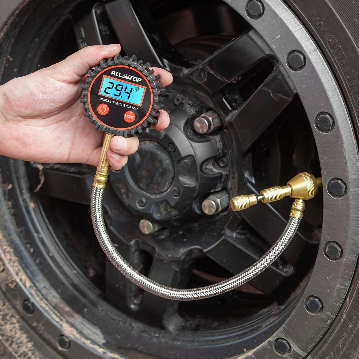 ALL-TOP 4x4 Digital Tire Deflator kit, Professional Tire Pressure Gauge, Air Down Master, Rapid Tire Deflator (250 PSI)