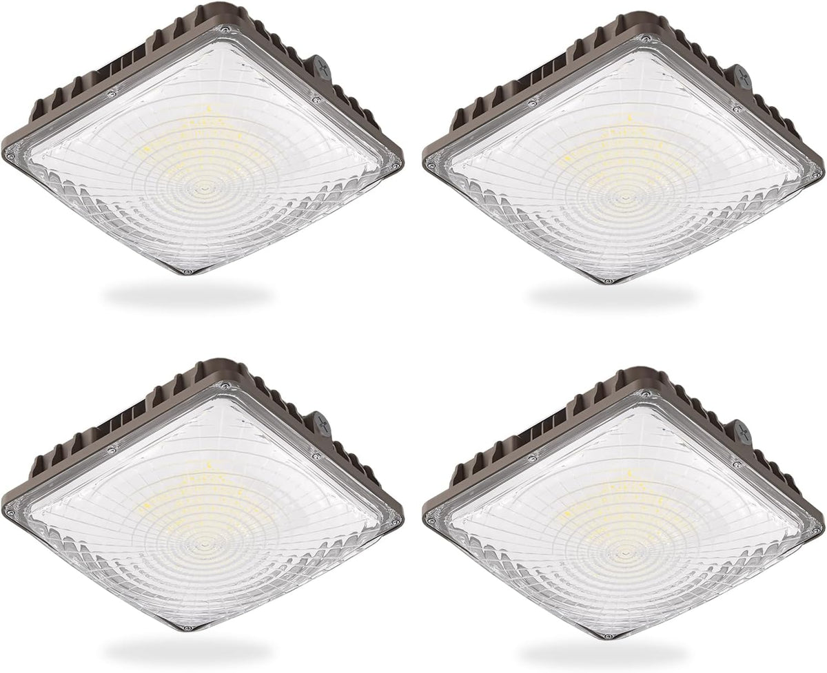 LED Canopy Light 60W, 9000LM LED Canopy Lights Outdoor, 5000K Daylight Square Canopy Gas Station Light for Carport Shop Garage Warehouse Porch Hotel Building Entrances UL Listed, 4 Pack