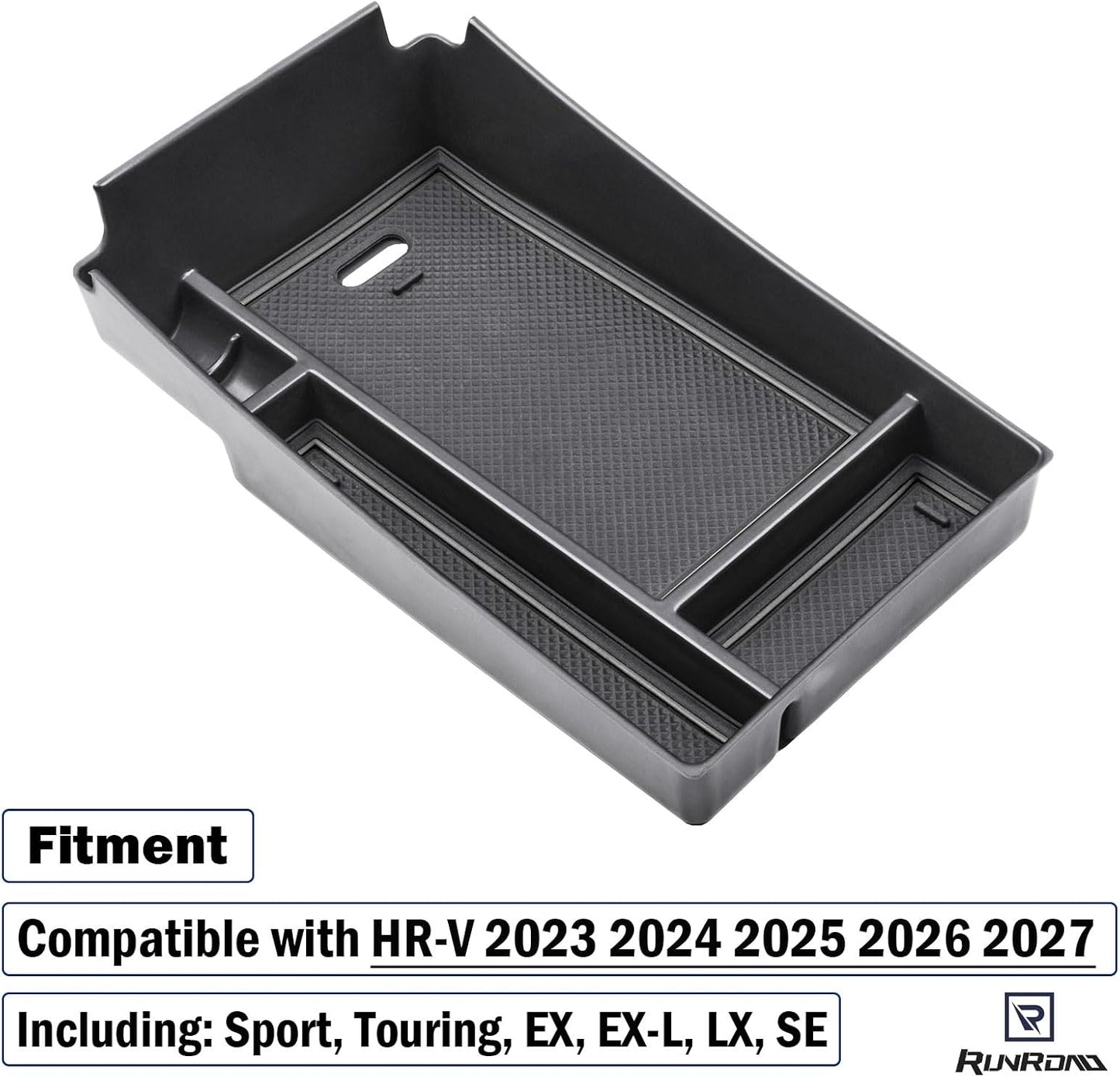 RUNROAD Center Console Organizer Tray Compatible with Honda HR-V 2023 2024 2025 2026 2027 HRV Accessories, ABS Console Organizer Armrest Storage Box Coin Holder, Black