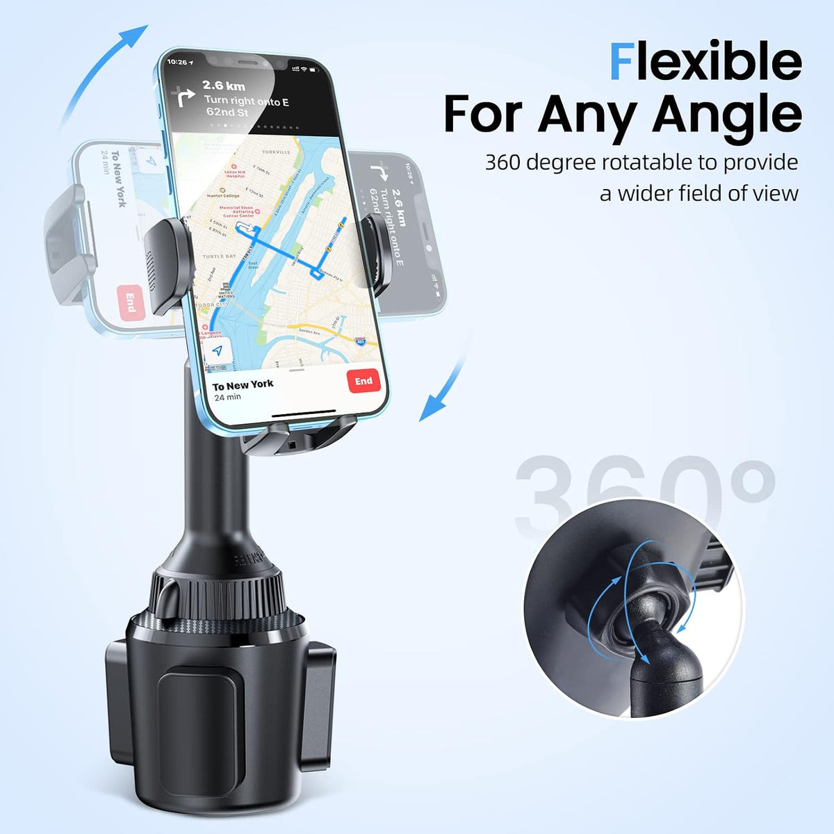 APPS2Car 15W Qi Fast Wireless Car Charger Solid Cup Holder Phone Mount